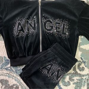 rue21 black short sweat set with rhinestone